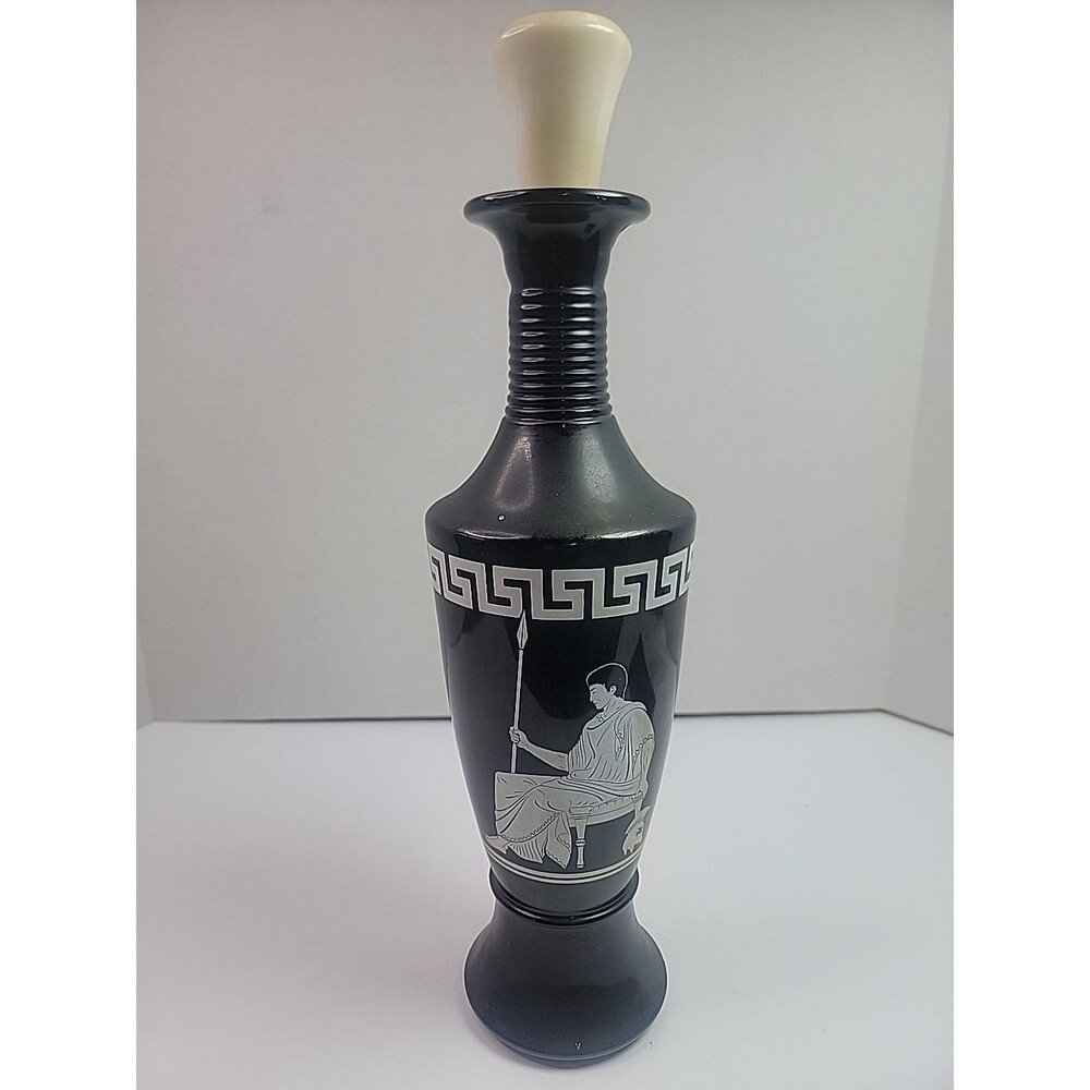 Vintage Jim Beam D-334 Black Greek Roman Decanter Bottle Made Greece w Stopper